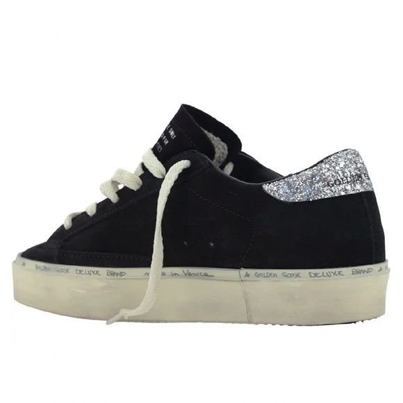 Golden Goose Hi Star Sneaker black suede silver glitter NIB Auth - Picture 3 of 7
